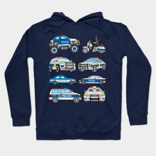 Cop Cars Motorcycle Police Patrol Car Design for Boys Girls Men Women Hoodie